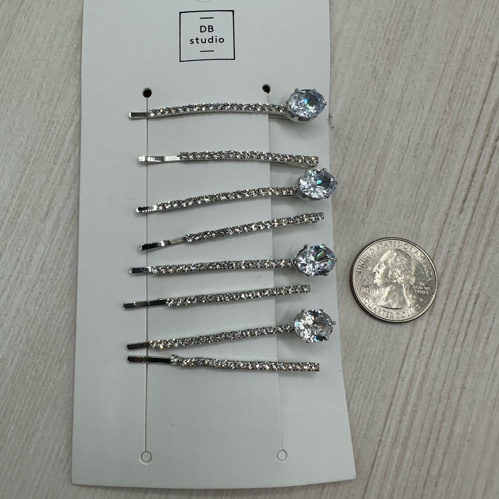 NWT DB Studio Silver Rhinestone Hair Pins - Picture 3 of 4